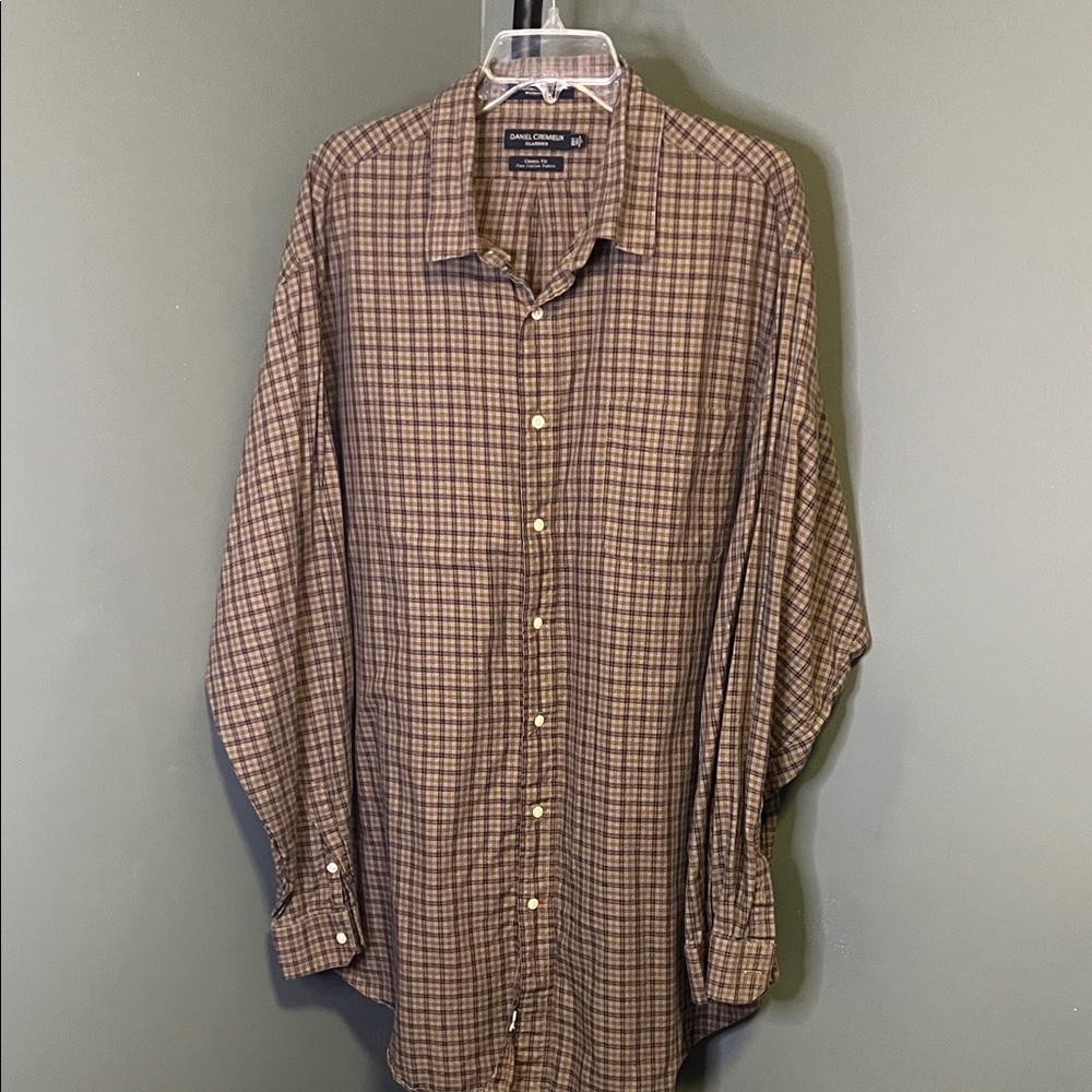❤️4/$25 Daniel Cremieux Brown Plaid Button-Down Shirt